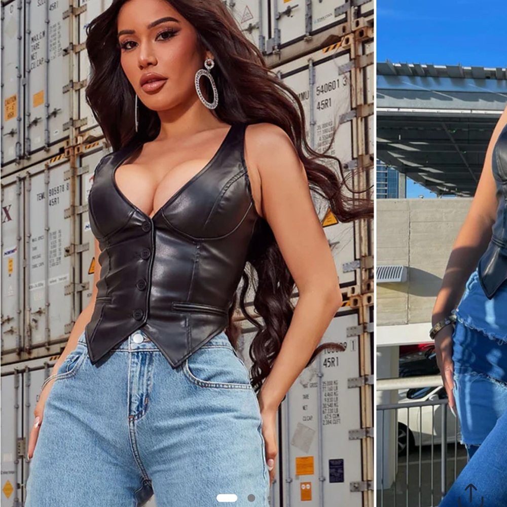 Fashion Nova Black Faux Leather Top